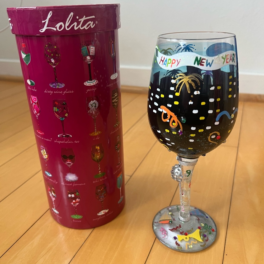 Lolita Happy New Year Wine Glass